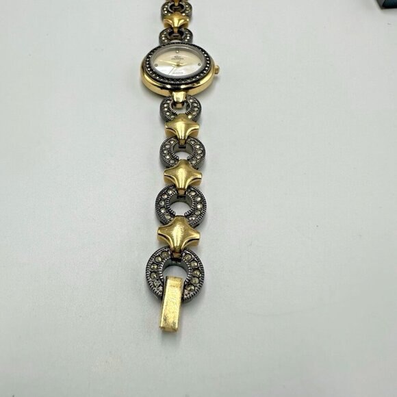 Cenere Watch Women Gunmetal Gold Two Tone Mother of Pearl Dial New Battery 5.75\